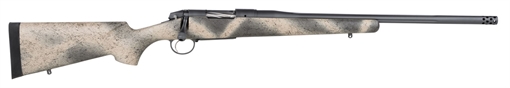 Picture of Bergara Rifles Premier Highlander 308 Win 4+1 20" Sniper Gray Cerakote Fluted Barrel, Sniper Gray Cerakote Stainless Steel Receiver, Woodland Camo Grayboe Stock BPR33308