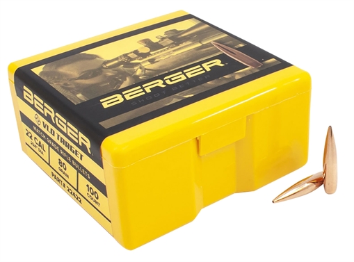 Picture of Berger Bullets VLD Target, .224 Diameter, 22 Caliber, 80 Grain, Boat Tail Hollow Point, 100 Count 22422 60-22422