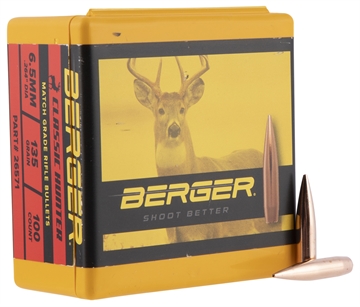 Picture of Berger Bullets Classic Hunter, .264 Diameter, 6.5MM, 130 Grain, Boat Tail Hollow Point, 100 Count 26571