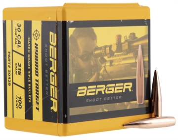 Picture of Berger Bullets Hybrid Target, .308 Diameter, 30 Caliber, 215 Grain, Hollow Point Boat Tail, 100 Count 6794590 30429