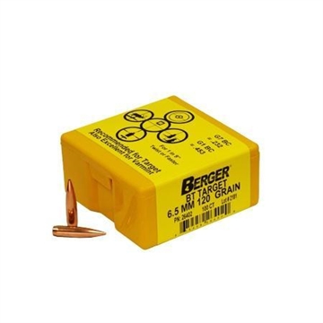 Picture of Berger Match Grade Target Bullets 6.5mm .264" 120 gr BT TARGET 100/box 60-26402
