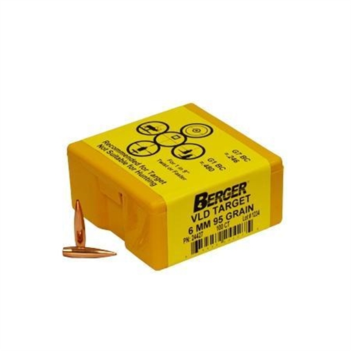 Picture of Berger Match Grade Target Bullets 6mm .243" 95 gr VLD TARGET 100/box 60-24427