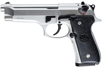 Picture of Beretta USA 92FS Inox Full Size 9mm Luger 15+1 4.90" Satin Stainless Barrel, Serrated Slide & Alloy Frame, Black Stippled Rubber Grips JS92F520M