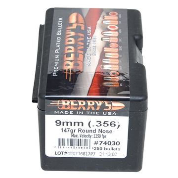 Picture of Berry's Preferred Plated Pistol Bullets 9mm .356" 147 gr RN 250/ct 74030