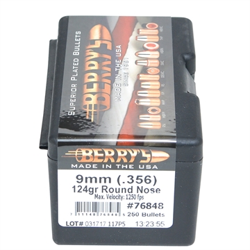 Picture of Berry's Preferred Plated Pistol Bullets 9mm .356" 124 gr RN 250/ct 76848