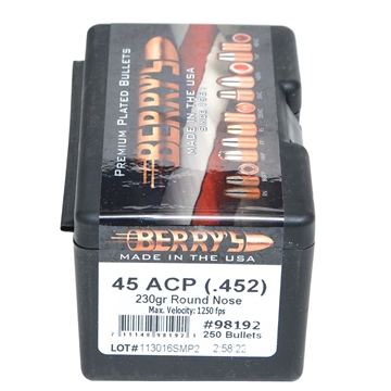 Picture of Berry's Preferred Plated Pistol Bullets .45 cal .452" 230 gr RN 250/ct 98192