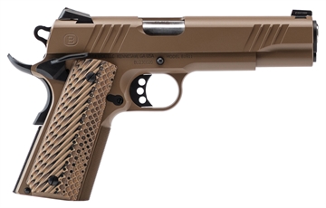 Picture of Bersa B1911 45 ACP 8+1 5" Stainless Steel Barrel, Flat Dark Earth Serrated Slide, Flat Dark Earth Stainless Steel Frame w/Beavertail, FDE VZ Grip B19117050DEHB