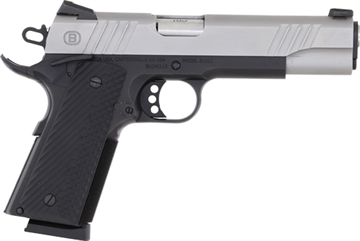 Picture of Bersa B1911 Full Size Frame 45 ACP 8+1 5" Stainless Steel Barrel, Stainless Serrated Steel Slide, Black Stainless Steel Frame w/Beavertail, Black VZ Grip, Ambidextrous B19117050SBBK