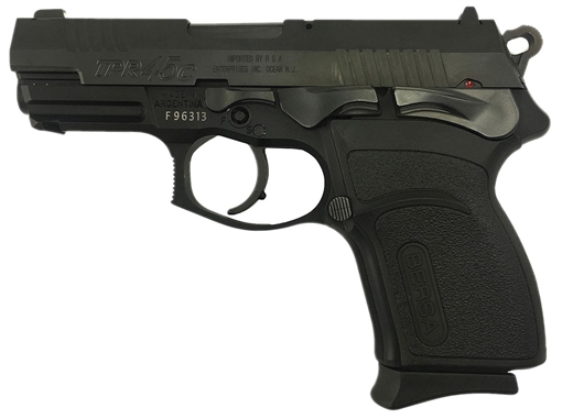 Picture of Bersa TPRC Compact Frame 45 ACP 7+1 3.50" Black Steel Barrel, Matte Black Serrated Steel Slide & Aluminum Frame w/Picatinny Rail, Ambidextrous TPR45CM