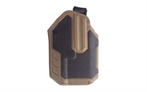 Picture of BLACKHAWK Omnivore Surefire X300A Multi-Fit Holster, Surefire X300A, Belt Holster, Right Hand, Black/Tan, Fits More Than 150 Styles of Semi-Automatic Handguns with Accessory Rail, Hard, Thumb Activated Retention Mechanism 419001BCR