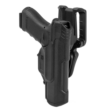 Picture of BLACKHAWK T-Series, L2D, Duty Holster, Right Hand, Black, Fits Glock 17/19/22/23/31/32/45/47 (Excluding Gen 5 40SW Models), Includes Jacket Slot Belt Loop, Polymer 44N100BKR
