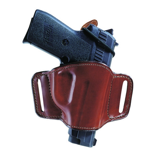 Picture of Bianchi 105 Minimalist OWB Size 13/15 Tan Leather Belt Slide Compatible w/ Glock 17/19/S&W M&P 2.0/Springfield TRP Operator Belt Up to 1.75" Wide Right Hand 19254