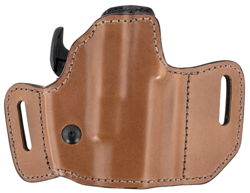 Picture of Bianchi Allusion Assent Pro-Fit OWB Size 11 Tan Leather Belt Slide Compatible w/ S&W M&P Shield/FN FNS Compact/Glock 26/27 Gen1-5 Belt Up to 1.50" Wide Right Hand 31831