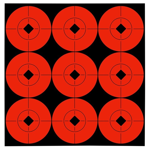 Picture of Birchwood Casey 33902 Target Spots Self-Adhesive Paper Black/Orange 2" Bullseye 90 Pack 33902 BC-33902