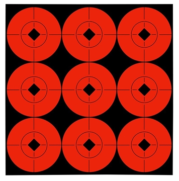 Picture of Birchwood Casey 33902 Target Spots Self-Adhesive Paper Black/Orange 2" Bullseye 90 Pack 33902 BC-33902