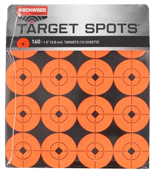 Picture of Birchwood Casey 33904 Target Spots Self-Adhesive Paper Black/Orange 1.5" Bullseye 160 Pack 33904 BC-33904
