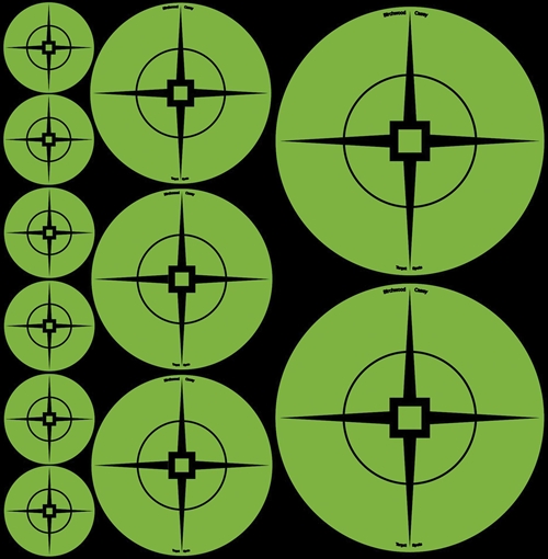 Picture of Birchwood Casey 33938 Target Spots Self-Adhesive Paper Black/Green Crosshair 60 Pack 33938 BC-33938