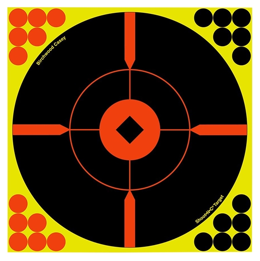 Picture of Birchwood Casey 34015 Shoot-N-C Reactive Target Self-Adhesive Paper Black/Yellow/Red 12" Bullseye BMW 5 Pack 34015 BC-34015