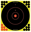 Picture of Birchwood Casey Shoot-N-C Reactive Target Self-Adhesive Paper Black/Yellow/Red 12" Bullseye 50 Pack 34050