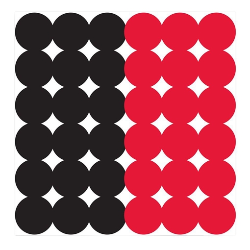 Picture of Birchwood Casey 34118 Dirty Bird Repair Pasters Black/Red Adhesive Paper 1" 12 PK 34118 BC-34118