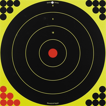 Picture of Birchwood Casey 34185 Shoot-N-C Reactive Target Self-Adhesive Paper Black/Yellow/Red 17.25" Bullseye 5 Pack 34185 BC-34185