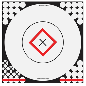 Picture of Birchwood Casey Shoot-N-C Reactive Target Self-Adhesive Paper Black/Red/White 17.25" Bullseye 5 Pack 34195
