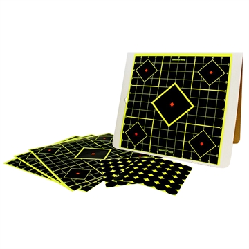 Picture of Birchwood Casey Shoot-N-C Reactive Target Kit Self-Adhesive Paper Black/Yellow 12"x12" 5-Diamond 4 Pack 34202