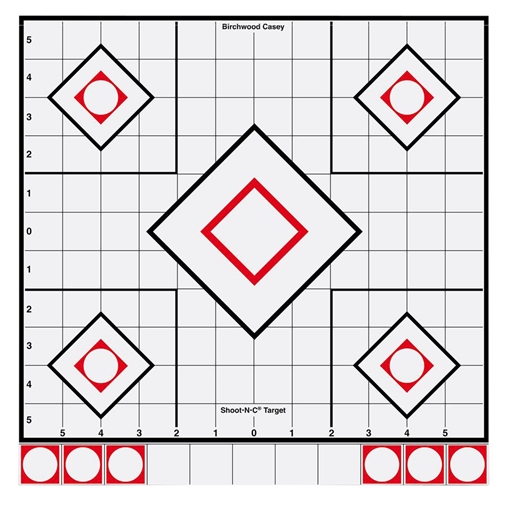 Picture of Birchwood Casey 34219 Shoot-N-C Reactive Target Self-Adhesive Paper White/Red 12" 5-Diamond 5 Pack 34219 BC-34219