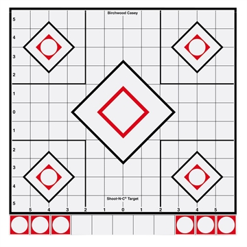 Picture of Birchwood Casey 34219 Shoot-N-C Reactive Target Self-Adhesive Paper White/Red 12" 5-Diamond 5 Pack 34219 BC-34219