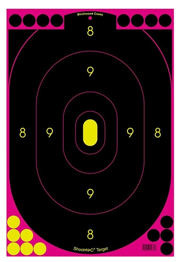 Picture of Birchwood Casey Shoot-N-C Reactive Target Self-Adhesive Paper Black/Pink 12"x18" Oval Silhouette 5 Pack 34635