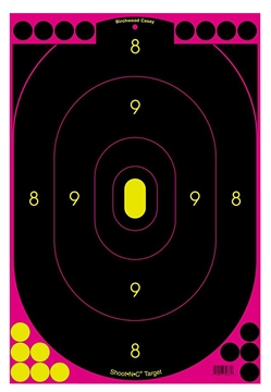 Picture of Birchwood Casey Shoot-N-C Reactive Target Self-Adhesive Paper Black/Pink 12"x18" Oval Silhouette 5 Pack 34635