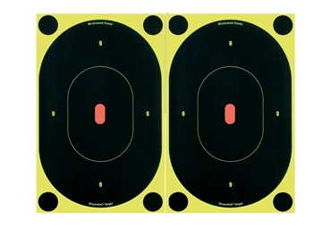 Picture of Birchwood Casey 34710 Shoot-N-C Reactive Target Self-Adhesive Paper Black/Yellow 7" Oval Silhouette 6 Pack 34710 BC-34710