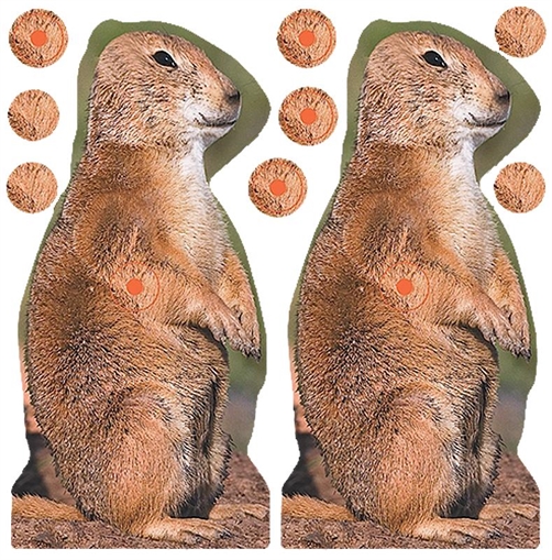 Picture of Birchwood Casey 34786 Shoot-N-C Reactive Target Self-Adhesive Paper Brown 8" Prairie Chuck 12 Pack 34786 BC-34786