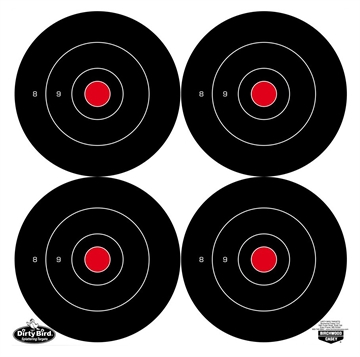Picture of Birchwood Casey 35504 Dirty Bird 5.50" Bullseye Tagboard Hanging Black/White 12 PK 35504 BC-35504