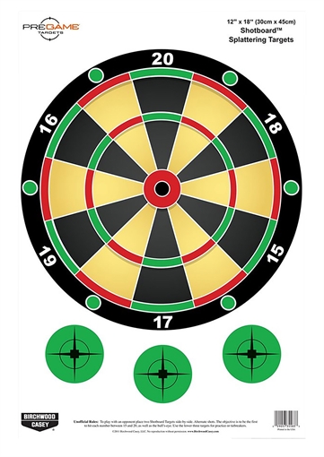 Picture of Birchwood Casey 35562 Pregame Shotboard Hanging Paper All Firearms 12" x 18" Impact Enhancement Splatter 8 Targets 35562 BC-35562