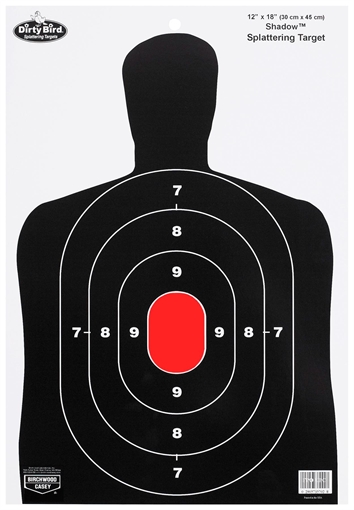 Picture of Birchwood Casey 35707 Dirty Bird BC-27 Silhouette Tagboard Hanging Pistol 12" x 18" Black/White 8 Per Pkg 35707 BC-35707