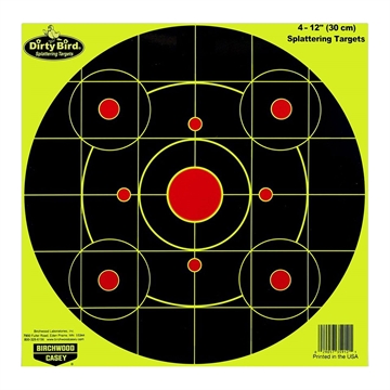 Picture of Birchwood Casey Dirty Bird Sight-In Circle Paper Hanging Pistol/Rifle 12" Black/Red 4 Per Pkg 35912