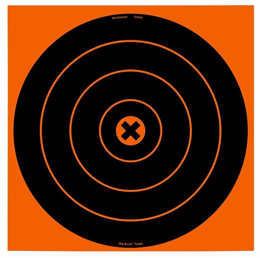 Picture of Birchwood Casey 36123 Big Burst Revealing Target Self-Adhesive Paper Black/Orange 12" Bullseye 3 Pack 36123 BC-36123