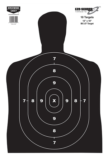 Picture of Birchwood Casey EZE-Scorer BC-27 Silhouette Paper Hanging Universal 12" x 18" Black/White 100 Per Pkg 37005
