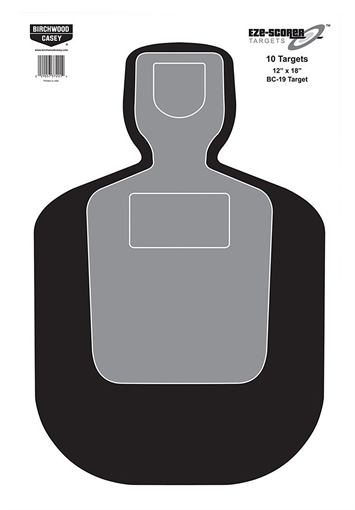 Picture of Birchwood Casey EZE-Scorer BC-19 Silhouette Paper Hanging Universal 12" x 18" Black/Gray/White 100 Per Pkg 37007