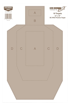 Picture of Birchwood Casey EZE-Scorer IPSC Paper Hanging Universal 12" x 18" Tan 100 Per Pkg 37018