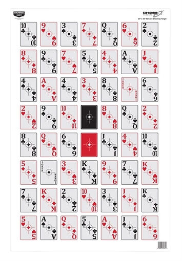 Picture of Birchwood Casey EZE-Scorer Playing Cards Paper Hanging 23" x 35" Black/Red 100 Per Pkg 37028