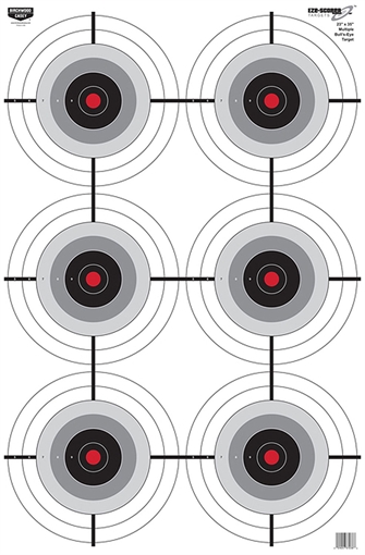 Picture of Birchwood Casey EZE-Scorer 6-Bullseye Paper Target 23" x 35" 100 Per Pack 37038