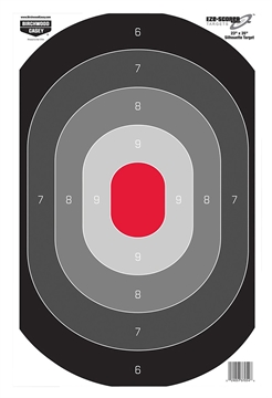 Picture of Birchwood Casey EZE-Scorer Silhouette Oval Target Hanging Paper All Firearms 23" x 35" Black/Gray/Red 5 Targets 37053