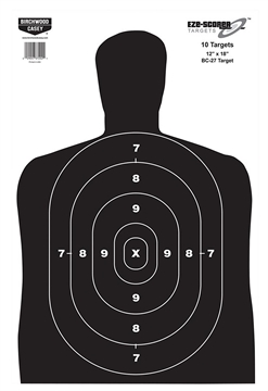 Picture of Birchwood Casey 37202 EZE-Scorer BC-27 Silhouette Paper Hanging Universal 12" x 18" Black/White 10 Pk. 37202 BC-37202