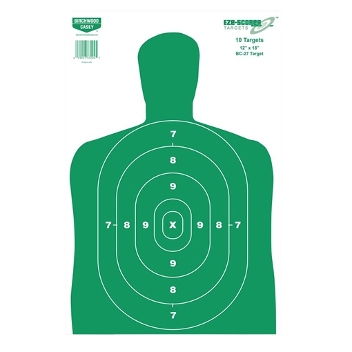 Picture of Birchwood Casey EZE-Scorer BC-27 Silhouette Paper Hanging Universal 12" x 18" Green/White 10 Pk. 37204