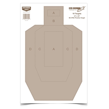 Picture of Birchwood Casey EZE-Scorer IPSC Silhouette Paper Hanging Universal 12" x 18" Tan 10 Pk. 37206