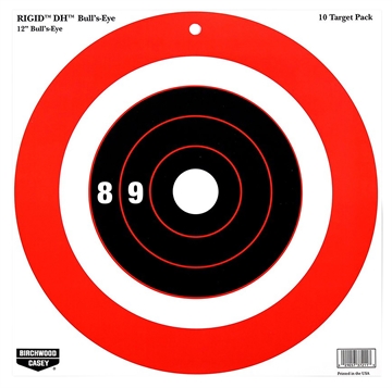 Picture of Birchwood Casey Rigid DH Bullseye Tagboard Hanging 12" x 12" Black/Orange 10 Pk. 37211