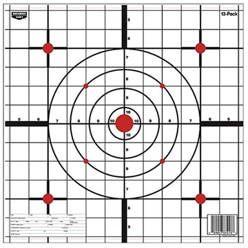 Picture of Birchwood Casey 37213 EZE-Scorer 12" Bullseye Paper Hanging Black/White 13 Per Pkg 37213 BC-37213