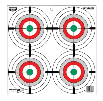 Picture of Birchwood Casey EZE-Scorer 12" Bullseye Paper Hanging Multi-Color 13 Per Pkg 37253